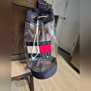 Tommy Hilfiger Clear Navy Drawstring  Bucket Bag